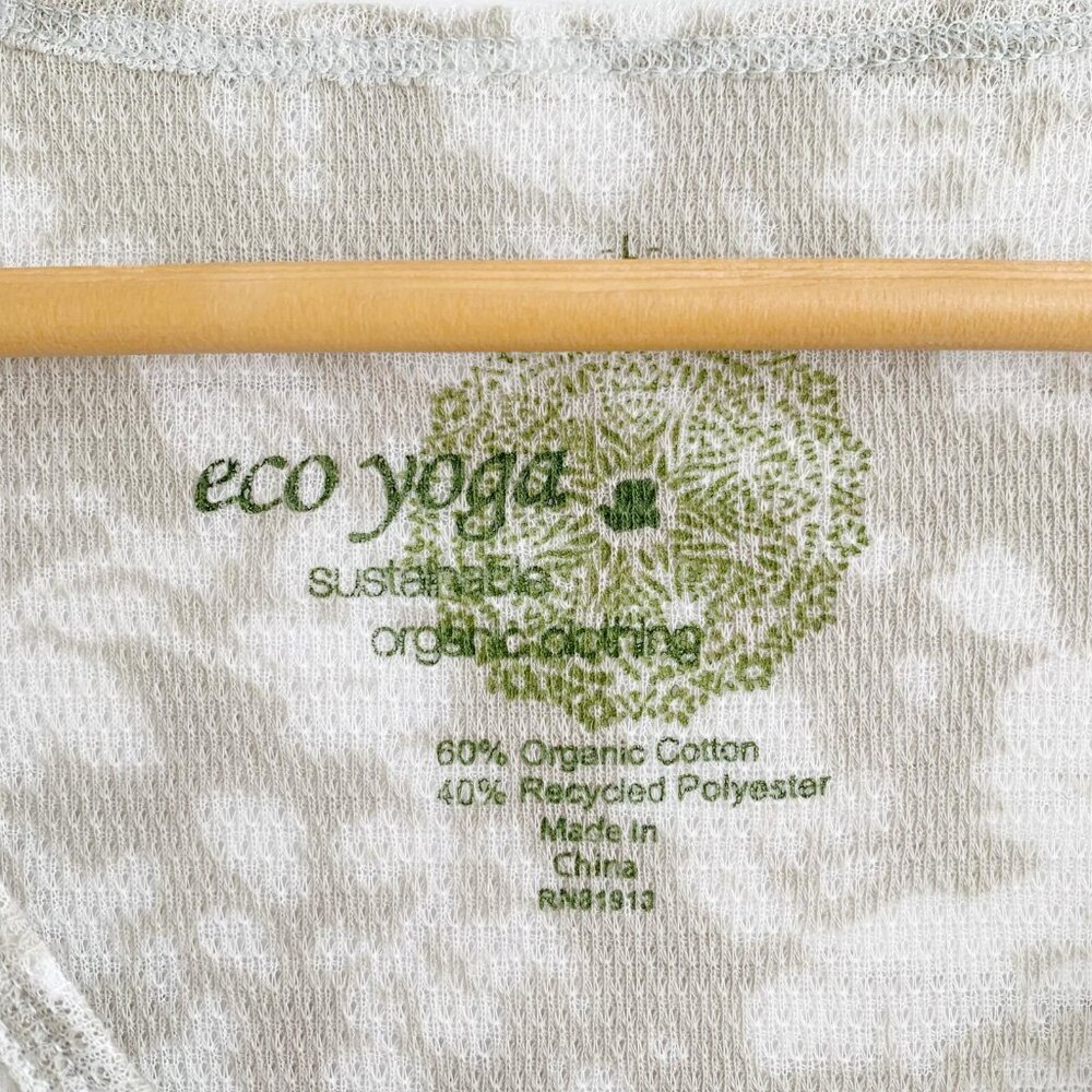 Eco yoga Sustainable organic clothing burnout knit long sleeve pale green top L - Picture 4 of 5